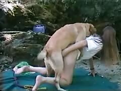 Outdoor beastiality sex with sexy babe